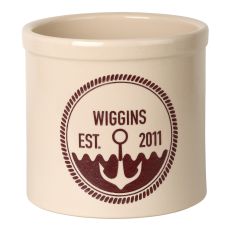 Personalized Anchor Established Crock, Bristol Crock With Red Etching