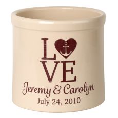 Personalized Love Anchor Crock, Bristol Crock With Red Etching