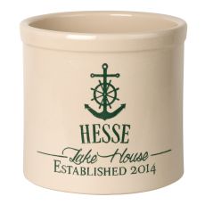 Personalized Anchor Lake House Crock, Bristol Crock With Green Etching