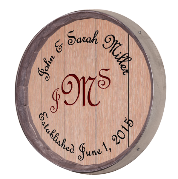 Personalized Large Three Initials Barrel Sign
