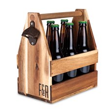 Acacia Wood Beer Caddy by Foster and Rye