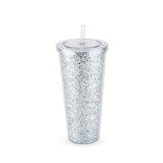 Glam Silver Double Walled Glitter Tumbler by Blush