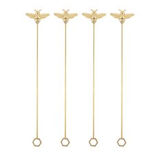Garden Party: Brass Bee Stir Sticks (Set of 4)