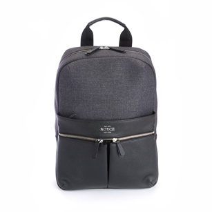 ROYCE Powered Up Power Bank Charging Leather Laptop Backpack