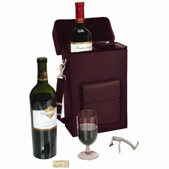 Royce Leather Luxury Wine Carrying Carrier in Genuine Leather, Burgundy