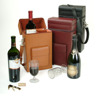Royce Leather Luxury Wine Carrying Carrier in Genuine Leather