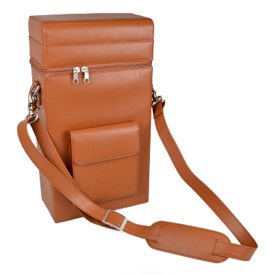 Royce Leather Luxury Wine Carrying Carrier in Genuine Leather, Tan