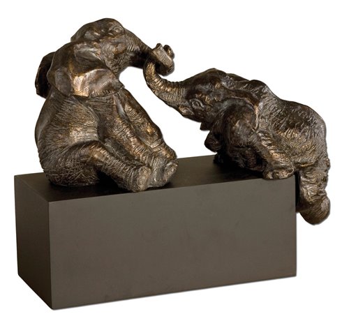 Uttermost Playful Pachyderms Bronze Figurines