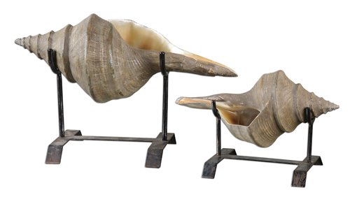 Uttermost Conch Shell Sculpture, Set/2