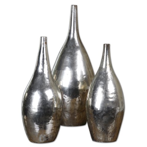 Uttermost Rajata Silver Vases S/3