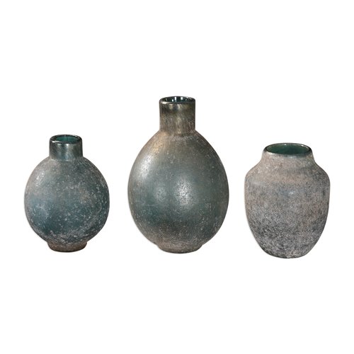 Uttermost Mercede Weathered Blue-Green Vases S/3