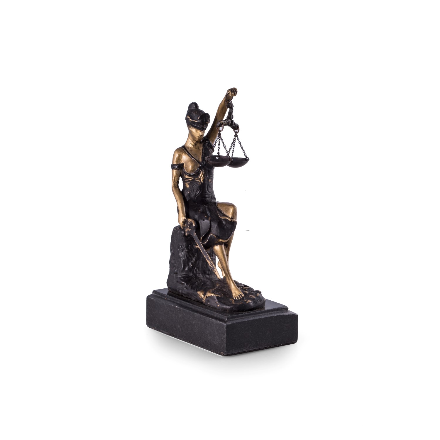 Bronze Seated Lady Justice Sculpture on Marble Base