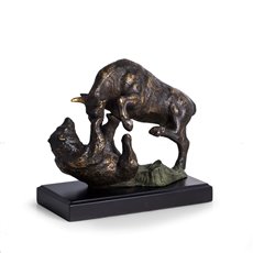 Bull and Bear Fight Sculpture with Bronzed Finish