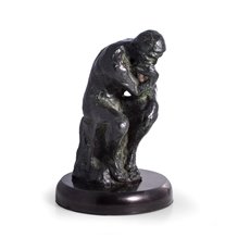 Thinker Sculpture with Cast Metal and Bronzed Finish on Marble Base