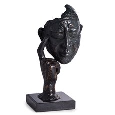 Thinking Man Sculpture with Bronzed Finish on Marble Base