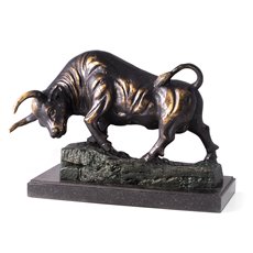 Conquering Bull Bronzed Finished Sculpture on Marble Base, Limited Edition