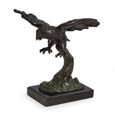 Soaring Eagle Sculpture with Bronzed Finish on Marble