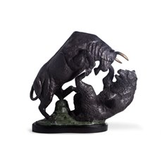 The Big Fight Bronzed Finished Bull and Bear Sculpture