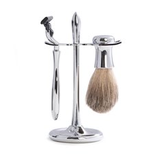 Mach 3 Razor and Pure Badger Brush on Chrome Stand