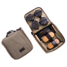 Shoe Shine Kit in Ultra Suede and Brown Leather Zippered Case
