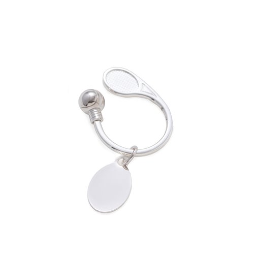 Silver Plated Tennis Key Ring with ID Tag