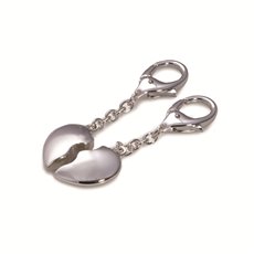 Silver Plated Interlocking Heart Key Ring