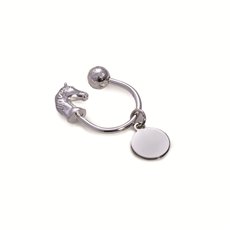 Silver Plated Horse Head Key Ring with ID Tag