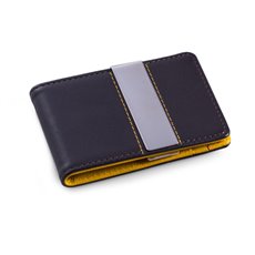 Brown Leather Wallet with Credit Card / ID Slots and Stainless Steel Money Clip