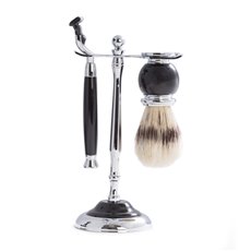 Mach3 Razor and Pure Badger Brush with Chrome Plated Black Enamel Finish