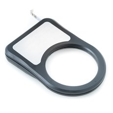 Magnifier with LED Torchlight Under Magnifier, 3' Tape Measure and LED Flashlight in Black ABS Case with Stainless Steel Accent
