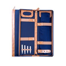 Ballistic Blue Nylon Travel Tie Case with Brown Accents