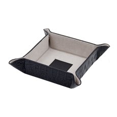 Black Croco Leather Snap Valet with Pig Skin Leather Lining