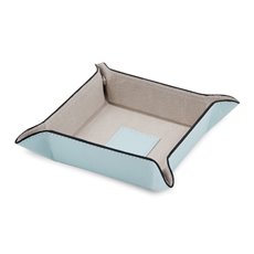 Blue Leather Snap Valet with Pig Skin Leather Lining