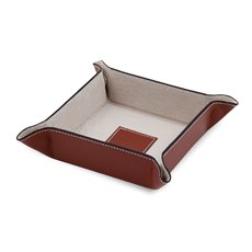 Saddle Brown Leather Snap Valet with Pig Skin Leather Lining