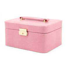 Pink Lizard Debossed Leather Jewelry Box