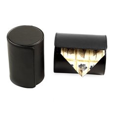 Black Leather Single Travel Tie Case with Snap Closure