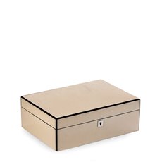 Lacquered Ivory White Jewelry Box with Etched Croco Design in Wood