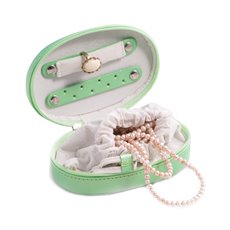 Green Leatherette Multi Compartment Jewelry Case with Zippered Closure