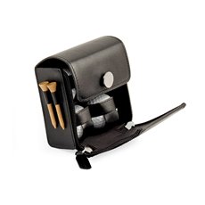 Black Leather Golf Accessories Set with 4 Golf Balls, 2 Tee's , Divot Tool, Ball Marker and Loop to Slid onto Belt