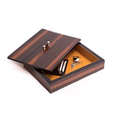 Ebony Lacquered Burl Wood Tray with Cover