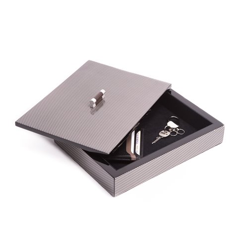 Carbon Fiber Lacquered Wood Tray with Cover