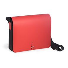 Red Leather and Ballistic Nylon Shoulder Bag with Multi Compartments