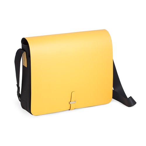 Yellow Leather and Ballistic Nylon Shoulder Bag with Multi Compartments