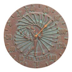 Golfer 12" Indoor Outdoor Wall Thermometer, Copper Verdigris