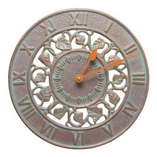 Ivy 12" Indoor Outdoor Wall Clock, Copper Verdigris