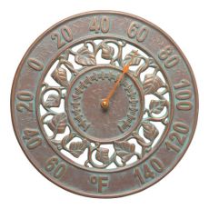 Ivy 12" Indoor Outdoor Wall Thermometer, Copper Verdigris