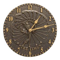 Golfer 12" Indoor Outdoor Wall Clock, French Bronze