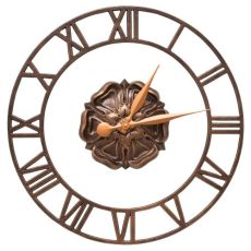 Rosette Floating Ring 21" Indoor Outdoor Wall Clock , Antique Copper