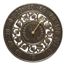 Ivy 12" Indoor Outdoor Wall Thermometer, French Bronze