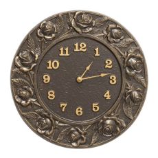 Rose 12" Indoor Outdoor Wall Clock, French Bronze